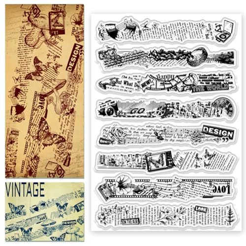 CHGCRAFT Silikon Stempel Vintage-Collage-Band Stempel Transparente Stempel Clear Stamps Stempelset für DIY Scrapbooking Journaling Fotoalbum Dekorative Geschenkanhänger Kartenherstellung, 4.3×6.3 Zoll CHGCRAFT Silikon Stempel Vintage-Collage-Band Stempel Transparente Stempel Clear Stamps Stempelset für DIY Scrapbooking Journaling Fotoalbum Dekorative Geschenkanhänger Kartenherstellung, 4.3×6.3 Zoll von CHGCRAFT
