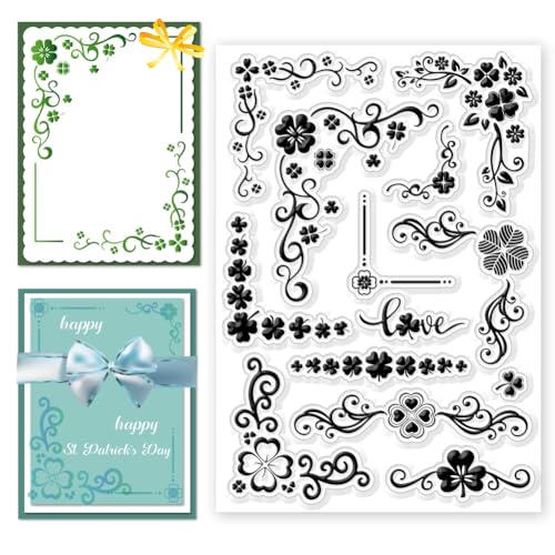 CHGCRAFT St. Transparente Stempel Zum St. Patrick'S Day Silikonstempel Kleeblatt Eckhintergrund Transparente Stempel Für St. Patrick'S Day Karte Zum DIY Scrapbooking Foto Basteln 4.3x6.3 Zoll CHGCRAFT St. Transparente Stempel Zum St. Patrick'S Day Silikonstempel Kleeblatt Eckhintergrund Transparente Stempel Für St. Patrick'S Day Karte Zum DIY Scrapbooking Foto Basteln 4.3x6.3 Zoll von CHGCRAFT
