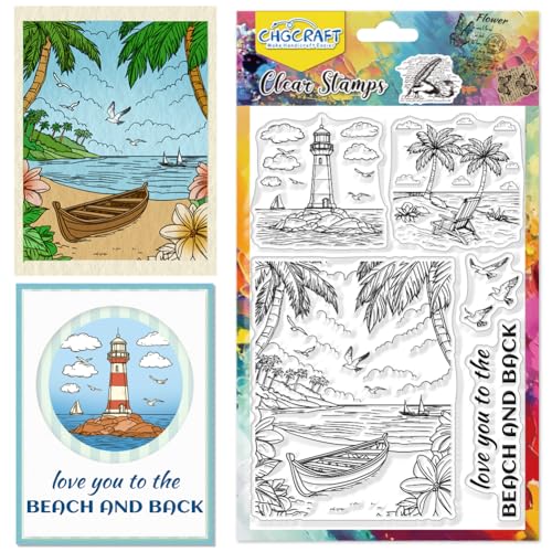 CHGCRAFT Strand Clear Stamps Insel Kokosnuss Bäume Transparent Stamps Leuchtturm Silikon Clear Stamp Dichtungen für DIY Scrapbooking Fotoalbum Dekoration, 4,3x6,3 Zoll CHGCRAFT Strand Clear Stamps Insel Kokosnuss Bäume Transparent Stamps Leuchtturm Silikon Clear Stamp Dichtungen für DIY Scrapbooking Fotoalbum Dekoration, 4,3x6,3 Zoll von CHGCRAFT