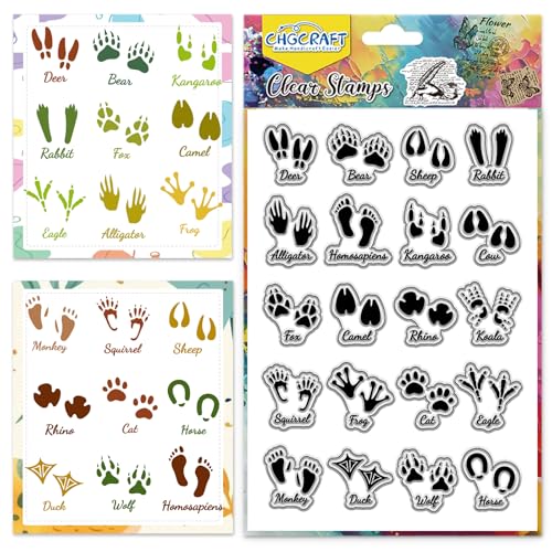 CHGCRAFT Tier Fußabdruck Pfoten Muster Clear Stempel Pfotenabdrücke von 20 Verschiedenen Tieren Transparentes Prägestempel Silikon Siegel für DIY Scrapbooking 6,3 × 4,3 Zoll CHGCRAFT Tier Fußabdruck Pfoten Muster Clear Stempel Pfotenabdrücke von 20 Verschiedenen Tieren Transparentes Prägestempel Silikon Siegel für DIY Scrapbooking 6,3 × 4,3 Zoll von CHGCRAFT