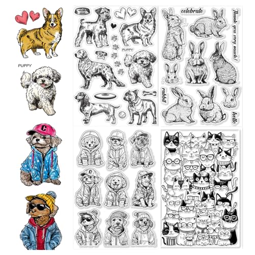 CHGCRAFT Tiermustern Silikonstempel Kunststoffstempel Katze Hund Kaninchen Für DIY Scrapbooking Fotoalbum Dekorative Karten Herstellung von Stempeln Für Urlaubskarten Albumbasteln CHGCRAFT Tiermustern Silikonstempel Kunststoffstempel Katze Hund Kaninchen Für DIY Scrapbooking Fotoalbum Dekorative Karten Herstellung von Stempeln Für Urlaubskarten Albumbasteln von CHGCRAFT