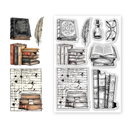 CHGCRAFT Transparente Silikonstempel Vintage Bibliotheksmuster Kunststoffstempel Für Selbstgemachte Scrapbooking Fotoalben Dekorative Karten Vintage Bücher Stempel Zum Basteln von Albumbasteln CHGCRAFT Transparente Silikonstempel Vintage Bibliotheksmuster Kunststoffstempel Für Selbstgemachte Scrapbooking Fotoalben Dekorative Karten Vintage Bücher Stempel Zum Basteln von Albumbasteln von CHGCRAFT