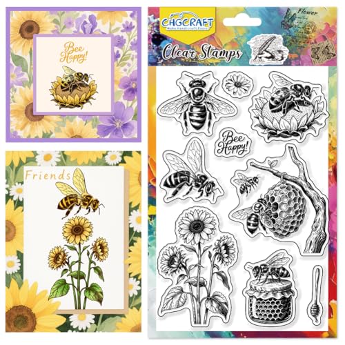 CHGCRAFT Vintage Bienen Klare Stempel Honeycomb Transparente Stempel Blumen Silikon Klarsicht Siegel für DIY Scrapbooking Fotoalbum Dekoration, 4,3x6,3 Zoll CHGCRAFT Vintage Bienen Klare Stempel Honeycomb Transparente Stempel Blumen Silikon Klarsicht Siegel für DIY Scrapbooking Fotoalbum Dekoration, 4,3x6,3 Zoll von CHGCRAFT