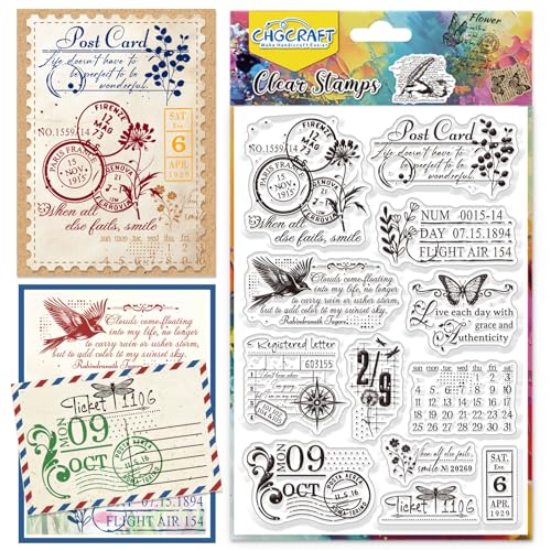 CHGCRAFT Vintage Collagen Clear Stamps Plant Transparent Stamps Letter Silicone Clear Stamp Seals für DIY Scrapbooking Fotoalbum Dekoration, 4.3x6.3 Zoll CHGCRAFT Vintage Collagen Clear Stamps Plant Transparent Stamps Letter Silicone Clear Stamp Seals für DIY Scrapbooking Fotoalbum Dekoration, 4.3x6.3 Zoll von CHGCRAFT
