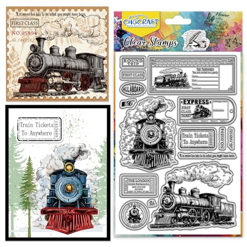 CHGCRAFT Vintage Zug Tickets Clear Stamp Silikon Clear Stamps Transparent Handwerk Stempel für DIY Scrapbooking Fotoalbum dekorative Karten machen, Zug, 6.3x4.3 Zoll CHGCRAFT Vintage Zug Tickets Clear Stamp Silikon Clear Stamps Transparent Handwerk Stempel für DIY Scrapbooking Fotoalbum dekorative Karten machen, Zug, 6.3x4.3 Zoll von CHGCRAFT