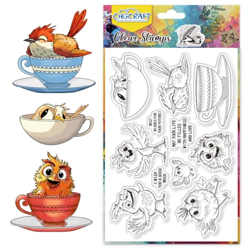 CHGCRAFT Vogel Silikon Stempel Tasse Tee mit Silikonstempel Kunsthandwerk Cartoons Stil transparent Stamp DIY Siegel Clipbook Karte Herstellung von Fotobuch und Postkarten Dekoration CHGCRAFT Vogel Silikon Stempel Tasse Tee mit Silikonstempel Kunsthandwerk Cartoons Stil transparent Stamp DIY Siegel Clipbook Karte Herstellung von Fotobuch und Postkarten Dekoration von CHGCRAFT
