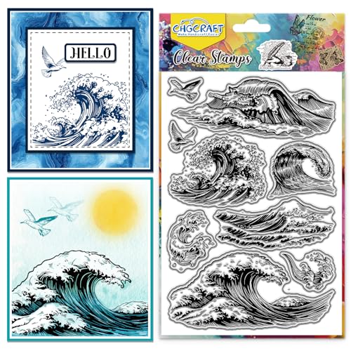 CHGCRAFT Waves Clear Stamp Transparente Handwerk Stempel Silikon Clear Stamp Dichtungen für DIY Scrapbooking Fotoalbum dekorative Karten machen, 6,3x4,3 Zoll CHGCRAFT Waves Clear Stamp Transparente Handwerk Stempel Silikon Clear Stamp Dichtungen für DIY Scrapbooking Fotoalbum dekorative Karten machen, 6,3x4,3 Zoll von CHGCRAFT