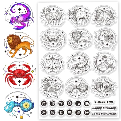 CHGCRAFT Zwölf Sternbilder Clear Stamps Weissagung Transparente Stempel Segen Silikon Clear Stamp Siegel für DIY Scrapbooking Fotoalbum Dekoration, 5.8x8.3 Zoll CHGCRAFT Zwölf Sternbilder Clear Stamps Weissagung Transparente Stempel Segen Silikon Clear Stamp Siegel für DIY Scrapbooking Fotoalbum Dekoration, 5.8x8.3 Zoll von CHGCRAFT