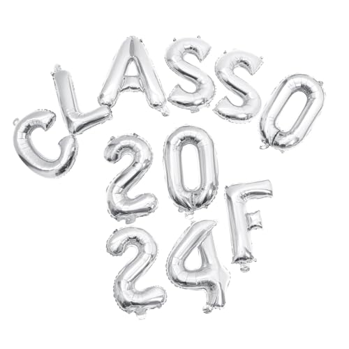 CHICAMPERA 1 Satz Graduationsballons Set Aluminiumfolie Partydekoration für Abschlussfeier Silber Class Of Vielseitig Einsetzbar für Kreative Feierlichkeiten von CHICAMPERA
