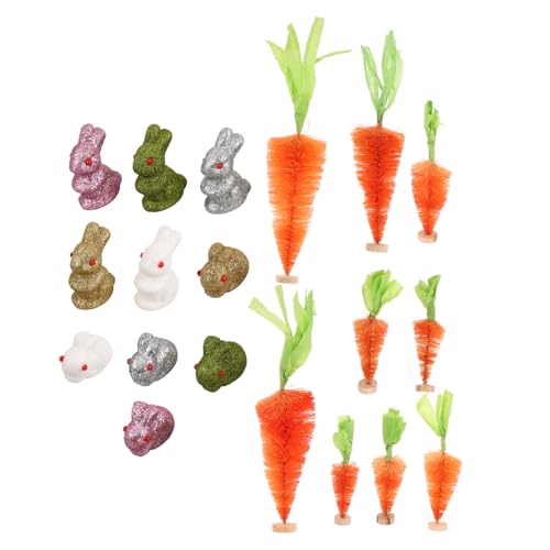 CHICAMPERA 1 Satz Osterhasen Figuren Teiliges Karotten Glitzer Hase Tischdeko für Garten DIY Dollhouse Festliche Osterdeko Niedliche Hasenornamente für und Außenbereich von CHICAMPERA