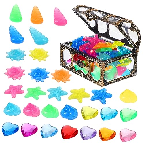 CHICAMPERA 1 Satz Piraten Schatzkiste mit Bunten Leuchtsteinen und Plastikdiamanten für Sommeraktivitäten und Kindergeburtstage Zufällige Farbe Zufällige Farbe von CHICAMPERA