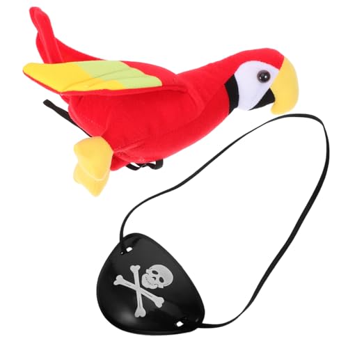 CHICAMPERA 1 Satz Plüsch Piratenpapagei mit Augenklappe Teiliges für Kostümpartys Halloween und Cosplay mit Verstellbarem Schultergurt und Realistischem Design für Geburtstagsfeiern und von CHICAMPERA