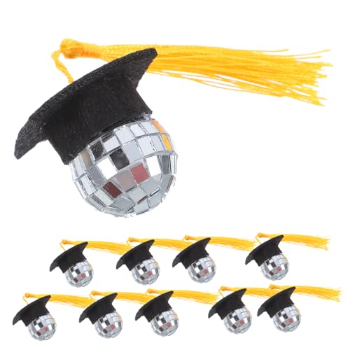 CHICAMPERA 10 Stück Abschlusskappen Disco Ball Cupcake Toppers Einzigartige Diy Dekorationen für Abschlussfeiern für Kindergarten Doktoranden Einfache Handhabung Ansprechendes Design von CHICAMPERA