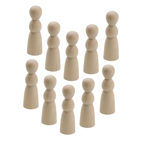 CHICAMPERA 10 Stück Unlackierte Holz Puppenfiguren für DIY Malerei Kreative Holzfiguren zum Basteln Unlackierte Peg Dolls für Kunsthandwerk Dekoration von CHICAMPERA