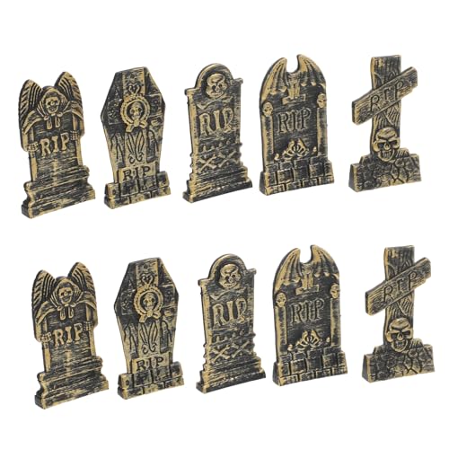 CHICAMPERA 10 Stück -grabsteindekoration Friedhof Halloween-miniaturgrabsteine Halloween-tischdekorationen Kleines Halloween- Halloween-grabsteinmodell Skelett-Halloween Plastik von CHICAMPERA