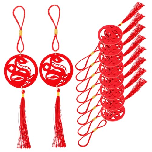 CHICAMPERA 10stücke Holzanhänger Für Chinesische Neujahr Frühlingsfest Dekoration Für Bonsai Und Pflanzen Perfektes Ornament Für Jahr Der Schlange Hochwertige Holzkunst Für Festliche von CHICAMPERA