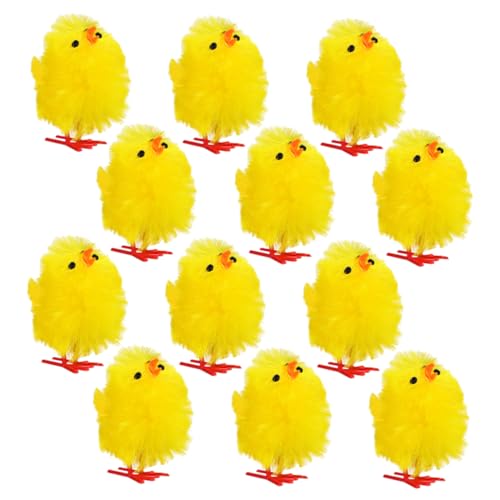 CHICAMPERA 12 Stück Chenille Küken Miniaturfiguren für Ostern Dekoration für Ostereier Cake Toppers und Tischmittelstücke Langlebig und Robust für Feierlichkeiten und Bastelprojekte von CHICAMPERA