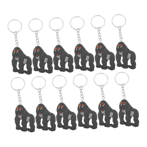CHICAMPERA 12 Stück Teiliges Gorilla Schlüsselanhänger Niedliche Tiercharms für Kinderpartys Tier Langlebige Schlüsselanhänger für Taschen und Rucksäcke von CHICAMPERA