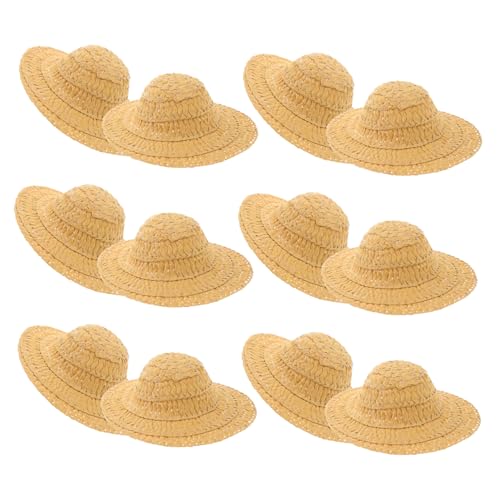 CHICAMPERA 12 Stück Teiliges Mini Papier Hüte in Strohoptik Handgefertigte Kleine Dekohüte für Puppenhaus DIY Bastelarbeiten Foto Requisiten und Vielseitige Mini Party Accessoires von CHICAMPERA