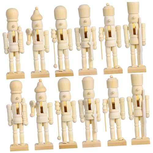 CHICAMPERA 12 Stück Unvollendete Holz Ornamente für DIY Weihnachtsdekoration Unlackierte Holzfiguren für Kreative Bastelprojekte für Weihnachten und Heimdekoration von CHICAMPERA