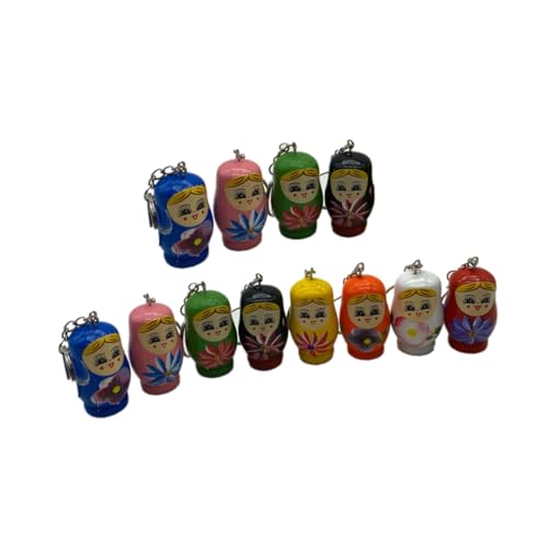 CHICAMPERA 12stücke Bunte Holzpuppen Schlüsselanhänger Farbige Dekorationsanhänger Für Taschen Und Handys Für Kreative Und Sammlerstücke von CHICAMPERA
