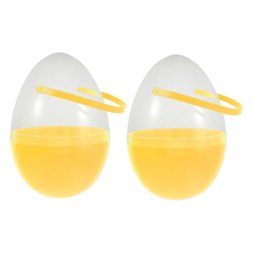 CHICAMPERA 2 Stück Jumbo Ostereier mit Griffen Große Füllbare Plastikeier Gelb für Ostereiersuche Party Dekoration und Kreative Überraschungen von CHICAMPERA