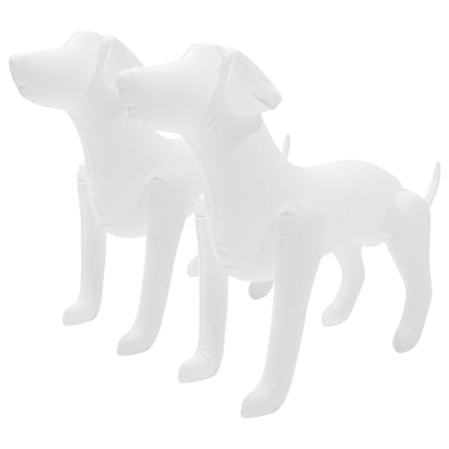 CHICAMPERA 2 Stück aufblasbares Hundespielzeug Figur Welpe züchten Hund in die Luft jagen tier deko Ausstellungshund Hundeschaufensterpuppe für Kleidung PVC Weiß von CHICAMPERA