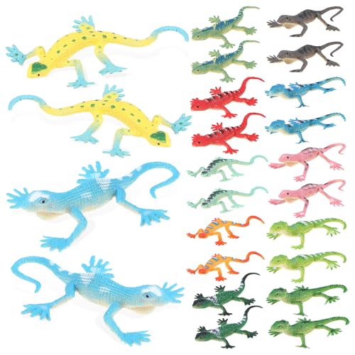 CHICAMPERA 24 Stück Klebrige Eidechsen Spielzeuge für Stretchy Lizard Toys für Mitgebsel und Party Taschenfüllungen aus Sicherem PVC für Kreative Spielstunden von CHICAMPERA