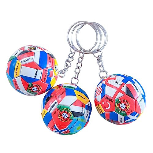 CHICAMPERA 3 Stück Fußball Schlüsselanhänger Fußballparty Sport Fußbälle Flagge fussball weltmeisterschaft fussball Fußball-Schlüsselanhänger Fußballgeschenke für Jungen PVC von CHICAMPERA