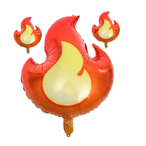 CHICAMPERA 3Stücke Flammenballons aus Aluminiumfolie Partydeko für Jungen Geburtstagsfeiern Feuerförmige Luftballons für Unvergessliche von CHICAMPERA
