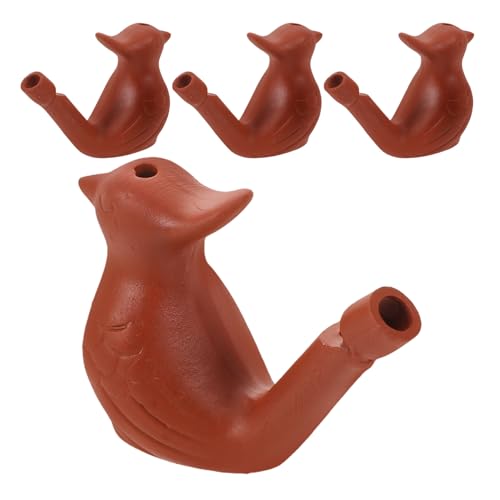 CHICAMPERA 4 Stück Sand-Wasservogelpfeife für outdoor Vogelruf Pfeifen Vogel Wasser Pfeife Tierpfeife für wasserdichte Pfeife Zisha-Keramik Light Brown von CHICAMPERA