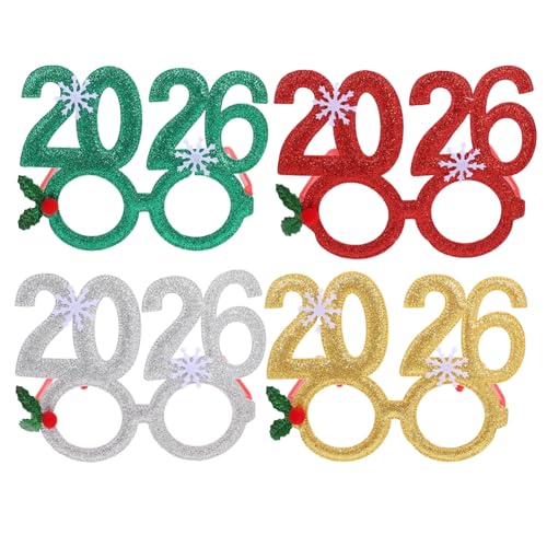 CHICAMPERA 4 Stück Teiliges Glitter Silvesterbrillen ohne Gläser aus Leichtem Vliesstoff in Silber Rot Grün Gold Festliche Neujahrs Partydekoration für Familien Firmen und Gruppenfotos CHICAMPERA 4 Stück Teiliges Glitter Silvesterbrillen ohne Gläser aus Leichtem Vliesstoff in Silber Rot Grün Gold Festliche Neujahrs Partydekoration für Familien Firmen und Gruppenfotos von CHICAMPERA
