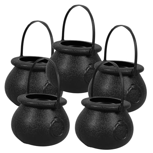 CHICAMPERA 5 Stück Halloween-party-requisiten Dekorativ Streich Container Kesseltopf Dekoration Gruselig Halloween-süßigkeiten-korb Für Funkeln Glühen Mini-kessel Hexen Abs Schwarz von CHICAMPERA