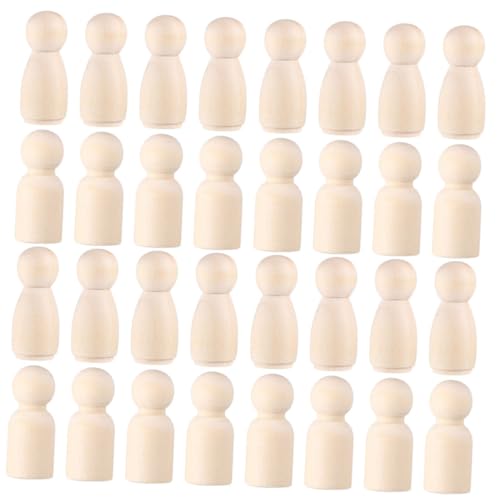 CHICAMPERA 50Stücke DIY Holzfiguren Unfertige Peg Puppen aus Holz zum Bemalen Kleine Holzpuppen für Bastelprojekte für Dekoration Wohnzimmer Kinderzimmer von CHICAMPERA