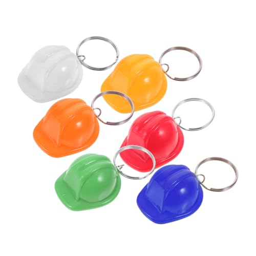 CHICAMPERA 6 Stück Bauhut-Schlüsselanhänger Mini-Bauhut Bau Party Gefälligkeiten Mini-Bauornamente Miniatur-Bau-Hüte- Mini-Bastelhüte für den Bau Miniatur-Bauhut Schutzhelm Plastik von CHICAMPERA