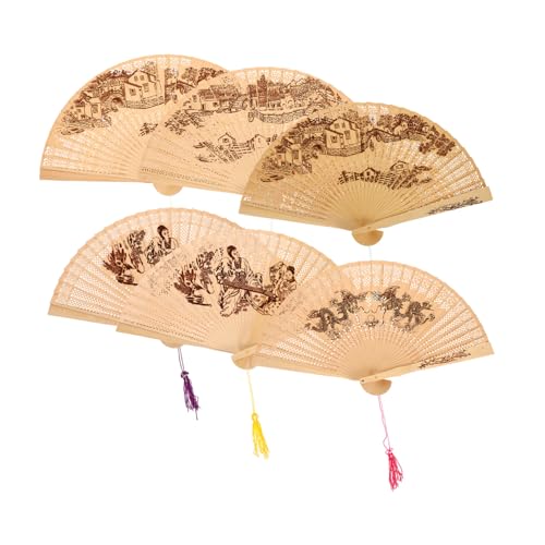 CHICAMPERA 6 Stück Faltbare Duftende Holzfächer im Chinesischen Stil aus Vintage Fans für Hochzeiten Tanzaufführungen und Dekoration mit Eleganter Quaste CHICAMPERA 6 Stück Faltbare Duftende Holzfächer im Chinesischen Stil aus Vintage Fans für Hochzeiten Tanzaufführungen und Dekoration mit Eleganter Quaste von CHICAMPERA