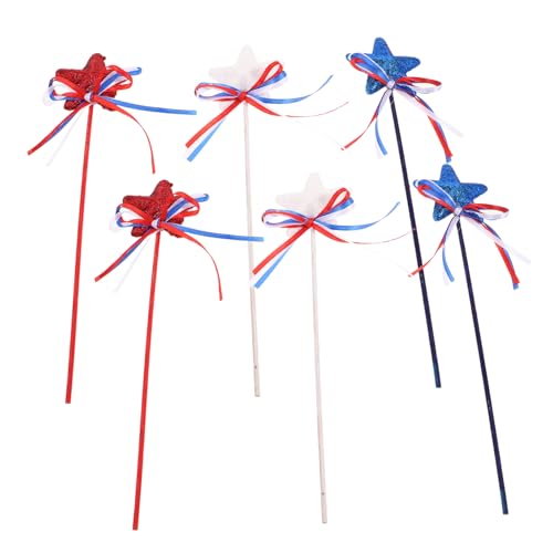 CHICAMPERA 6 Stück Fünfzackige Stern Stäbe mit Schleife Patriotische Dekoration für Unabhängigkeitstag Tischdeko für Blumenarrangements und Feiern CHICAMPERA 6 Stück Fünfzackige Stern Stäbe mit Schleife Patriotische Dekoration für Unabhängigkeitstag Tischdeko für Blumenarrangements und Feiern von CHICAMPERA