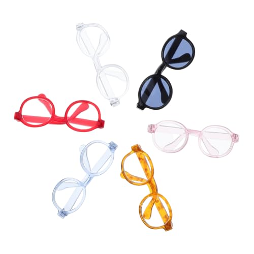 CHICAMPERA 6 Stück Mini-Sonnenbrillen Zum Anziehen Von Puppen: 6,5 X 2,4 X 0,8 cm, Süße Brille – Sonnenbrillen-Requisite Aus Kunststoff Für Cosplay-Party-Dekorationen Und DIY-bastelzubehör von CHICAMPERA