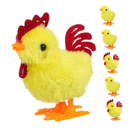 CHICAMPERA 6 Stück Teiliges Wind Up Hüpfen Huhn Realistisches Plüsch Küken mit Aufziehmechanismus für Kreatives Spiel und Fröhliche Osterdekoration von CHICAMPERA