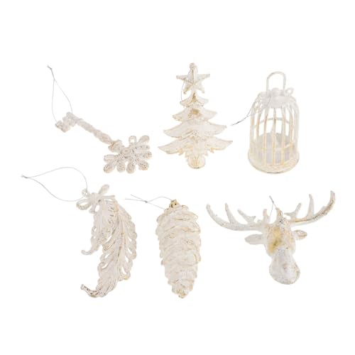 CHICAMPERA 6 Stück Weihnachtsdekoration Schneeflockenschmuck Weihnachten schmücken Gold Kiefer christbaumkugeln Feder Mini-Schneeflocken zum Basteln Weihnachtsbaum hängende Ornamente Plastik von CHICAMPERA