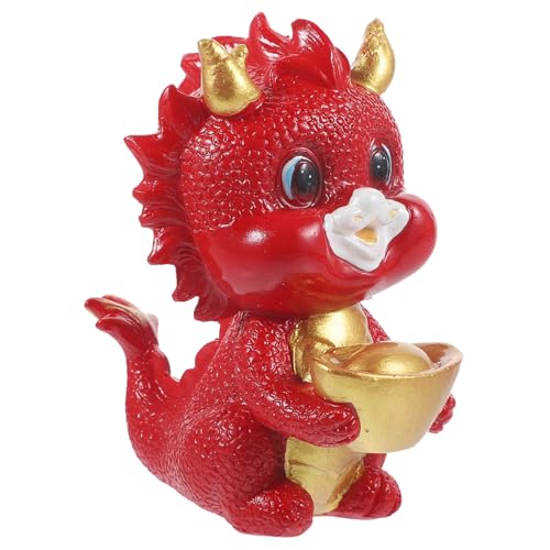 CHICAMPERA Chinesische Drachenfigur aus Langlebigem Harz Dekorative Tischfigur für Zuhause und Büro Vielseitige Feng Shui Glücksbringer Deko zum Lunarjahr Kleines Leichtes Zodiak Ornament von CHICAMPERA
