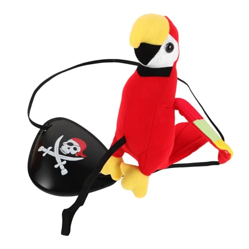 CHICAMPERA Halloween Piraten Kostüm mit Plüsch Papagei Schultermodell und Augenklappe Piraten Kopftuch Zubehör für Kindergeburtstag Langlebige Cosplay Requisite von CHICAMPERA