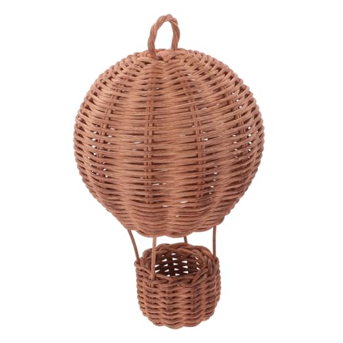 CHICAMPERA Handgefertigter Rattan Heißluftballon für Kinderzimmer Wicker Wanddeko Fotorequisiten Einfacher Wandaufhänger Charmante Wohnraumdekoration Braun von CHICAMPERA
