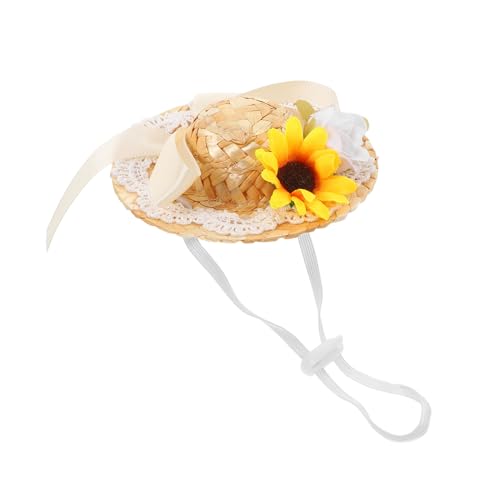 CHICAMPERA Miniatur Puppenhut mit Ripsband und Blume Sommerlicher Dekorativer Strickhut für Puppen Durchmesser für Partys und Fotorequisiten Süßes Langlebiges Design für Kreatives von CHICAMPERA