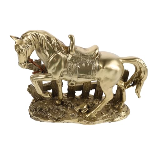 CHICAMPERA Stehende Pferdestatue Aus Kunstharz Tierdekor Für Zuhause Dekorative Figur Für Reichtum Und Pferd Mit Chinesischem Tierkreiszeichen Goldene Pferdestatue von CHICAMPERA