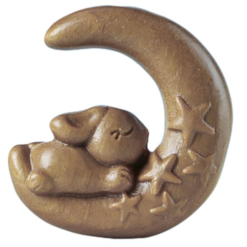 CHICAMPERA Vintage Holzanhänger Mond und Hase Handgefertigter Schlüsselanhänger mit Filigraner Holzdeko DIY Accessoire für Taschen und Nachhaltiges Holzornament für Kreative Bastelprojekte von CHICAMPERA