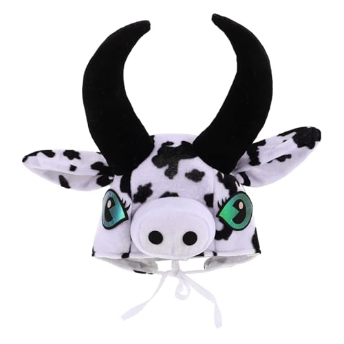 CHICAMPERA Weiche Plüsch Kopfbedeckung für Tier Mottopartys Lustiger Kuh Kopfschmuck für Fotoshootings und Cosplay Aktionen von CHICAMPERA