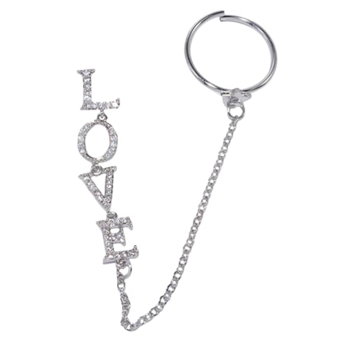 CHICAMPERA Zirkonia Love Nail Chain Silber Nagelkunst Dekor Strass Nail Art Accessoire für Damen und Mädchen Stilvolle Kreative Nagelkette für Natürliche und Künstliche Nägel Perfektes DIY von CHICAMPERA