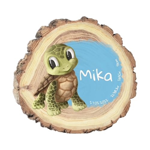 CHICCIE Baumscheibe Personalisiert zur Geburt Schildkröte Aquarell Druck 28cm Geburtsteller Türschild Aufsteller Babyzimmer Geschenkidee CHICCIE Baumscheibe Personalisiert zur Geburt Schildkröte Aquarell Druck 28cm Geburtsteller Türschild Aufsteller Babyzimmer Geschenkidee von CHICCIE