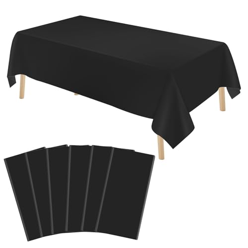 6 Stück Schwarz Einweg Tischdecken,Wasserfest Ölbeständige Tischdecke, 137x274 cm Rechteckige Tischabdeckung, Kunststoff Schmutzabweisende Tischdecke für Geburtstag Hochzeit Party Weihnachten Picknick von CHICHI:OÜ
